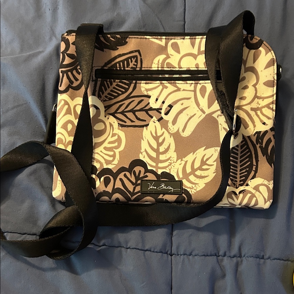 Vera Bradley Leaf Pattern Shoulder Bag in Cream and Brown